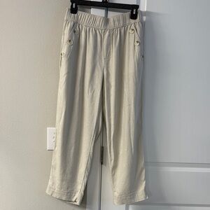 LOFT Beige Elastic-Waist Pants